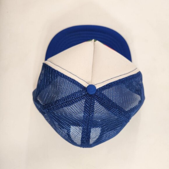 Vintage Hawaii Pineapple Rainbow Logo Trucker Hat Blue White 1980s Mesh - Picture 3 of 9